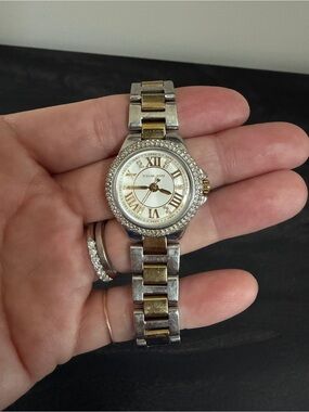 Michael Kors Two-Tone Silver and Gold Crystal Bezel Women's Watch